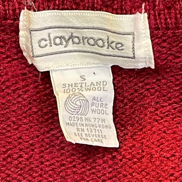 VINTAGE 80s Claybrooke Shetland Wool Argyle Christmas Holiday Sweater Size S - Picture 3 of 4